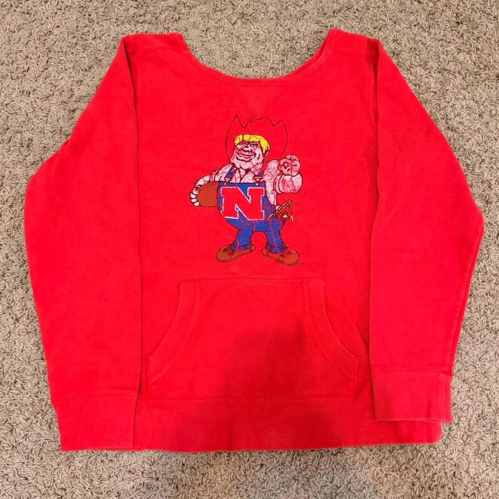 Adidas Nebraska Cornhuskers Wide Neck Sweatshirt Mens XL Red Herbie Husker Y2K